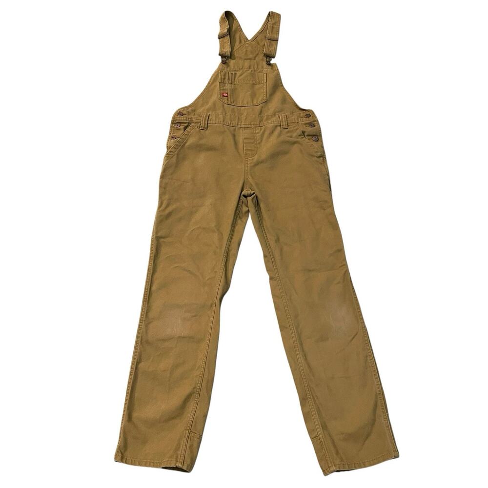Dickies Womens Relaxed Fit Bib Overalls XS Duck Canvas Brown Workwear Straight